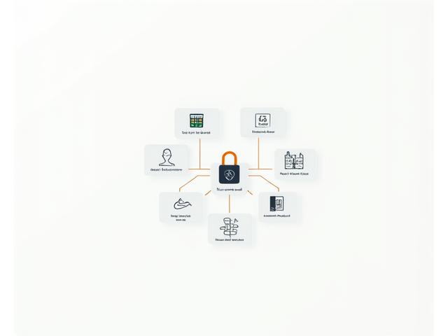 Graphic showing various data types: personal details, device, and project plans, flowing into a secure system.